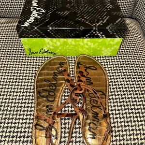 Sam Edelman Metallic Gold and Brown Sandals